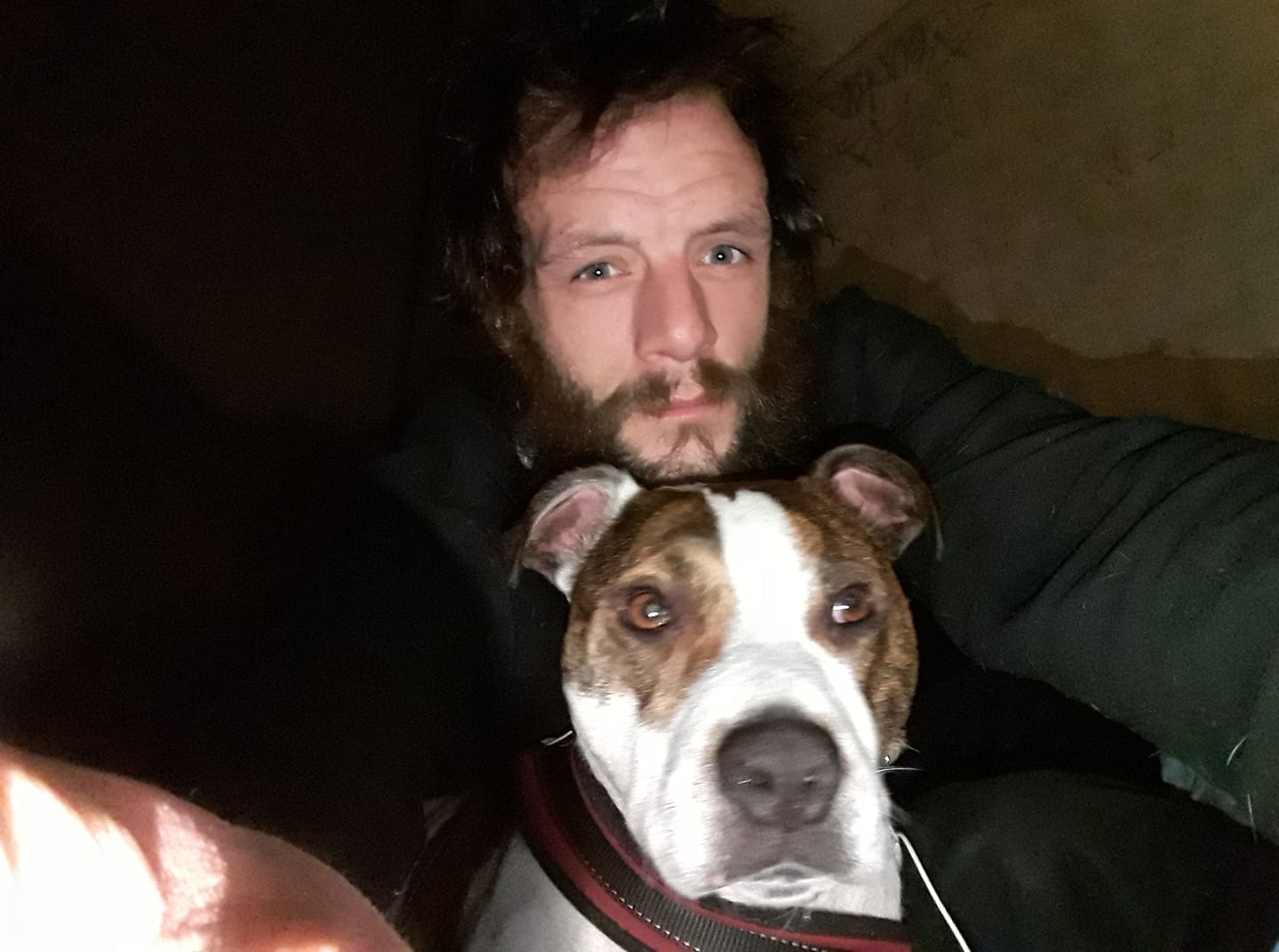 Kelvin and his pet dog Loki during his time sleeping rough