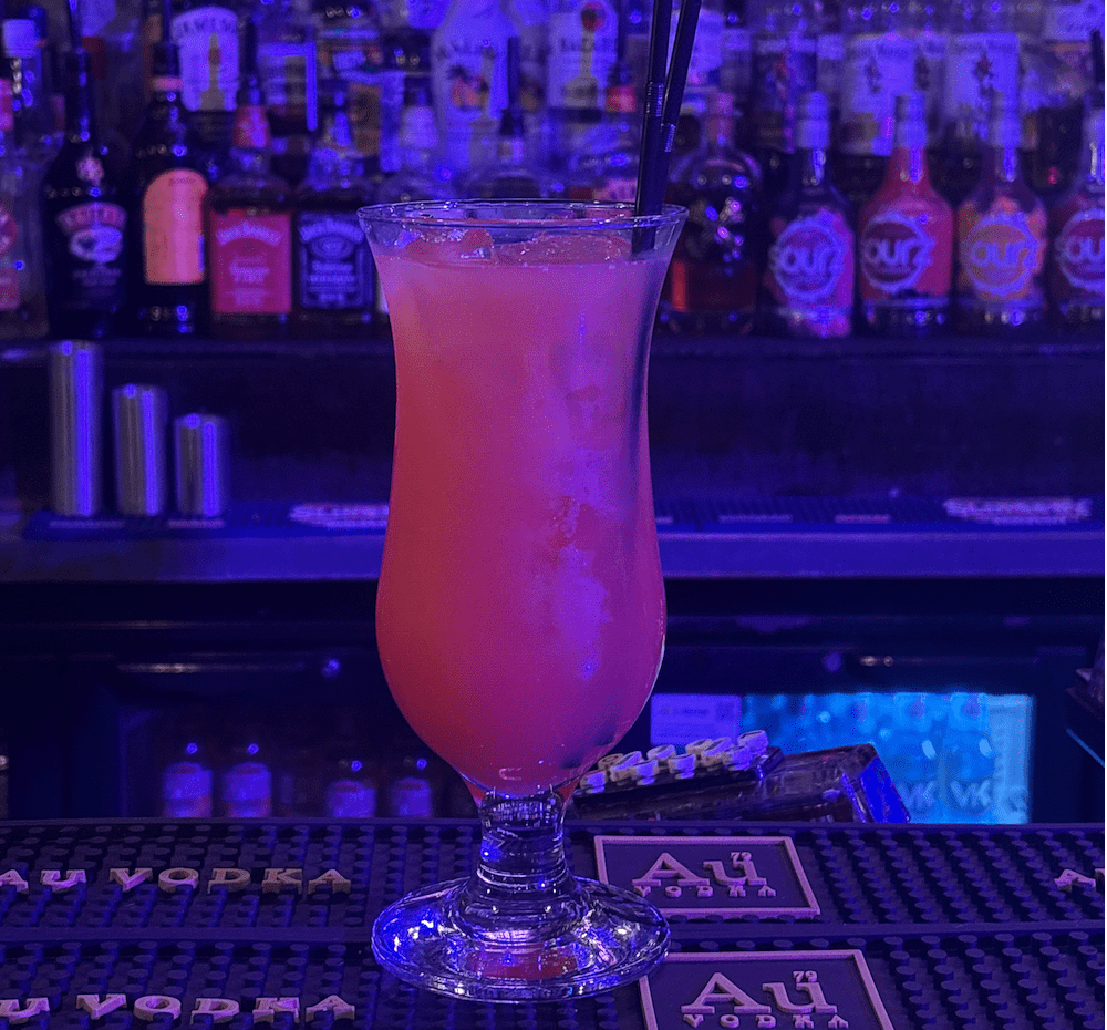 a cocktail on a bartop