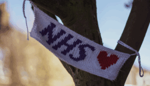knitted banner for the nhs