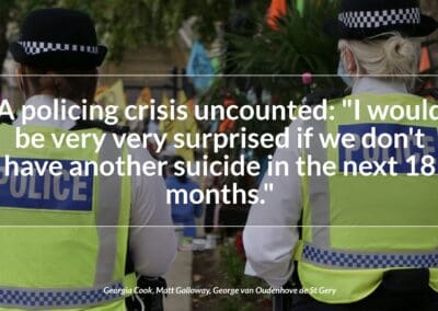 A policing crisis uncounted: “I would be very very surprised if we don’t have another suicide in the next 18 months.”