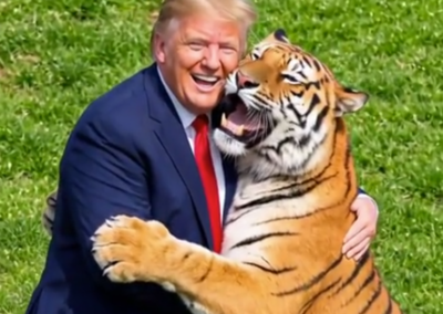 Donald Trump shares disturbing AI video of him wrestling tiger that killed man over weekend