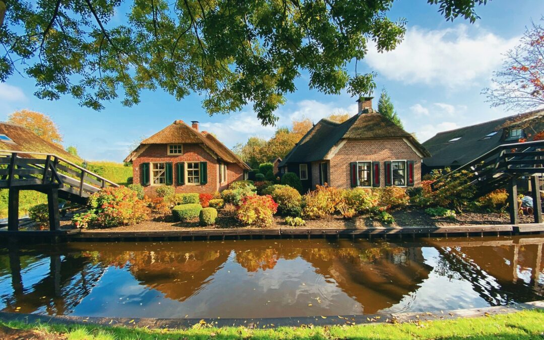 Netherlands, the famous Giethoorn village known for its canal and boats