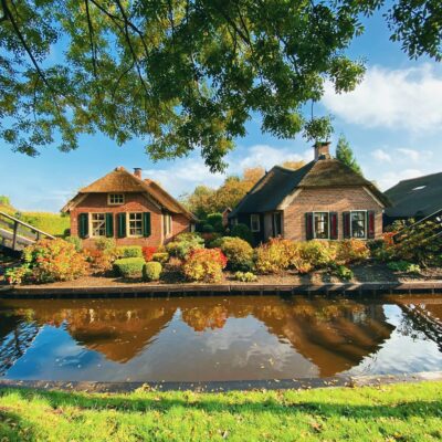 Netherlands, the famous Giethoorn village known for its canal and boats