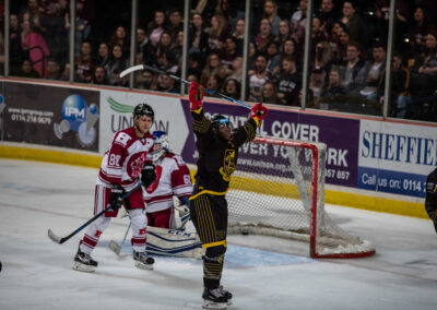 Ice hockey team beats the other team