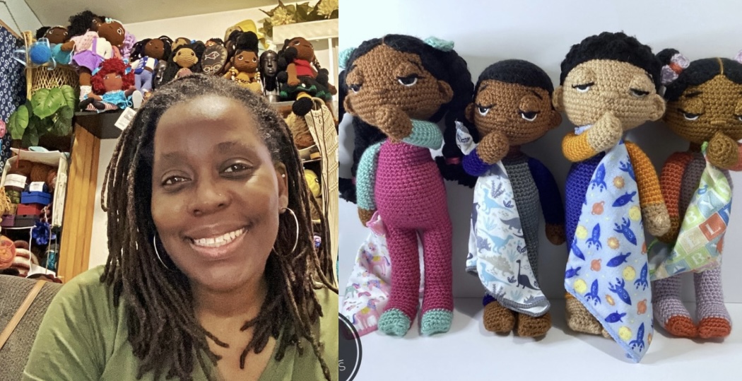 The designer handcrafting dolls that represent black culture