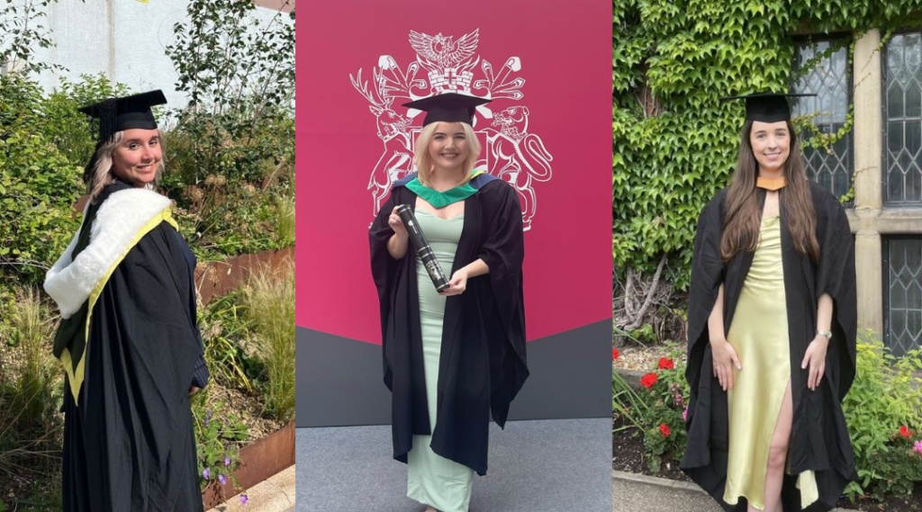 Charlie, Chloe and Olivia: three recent graduates