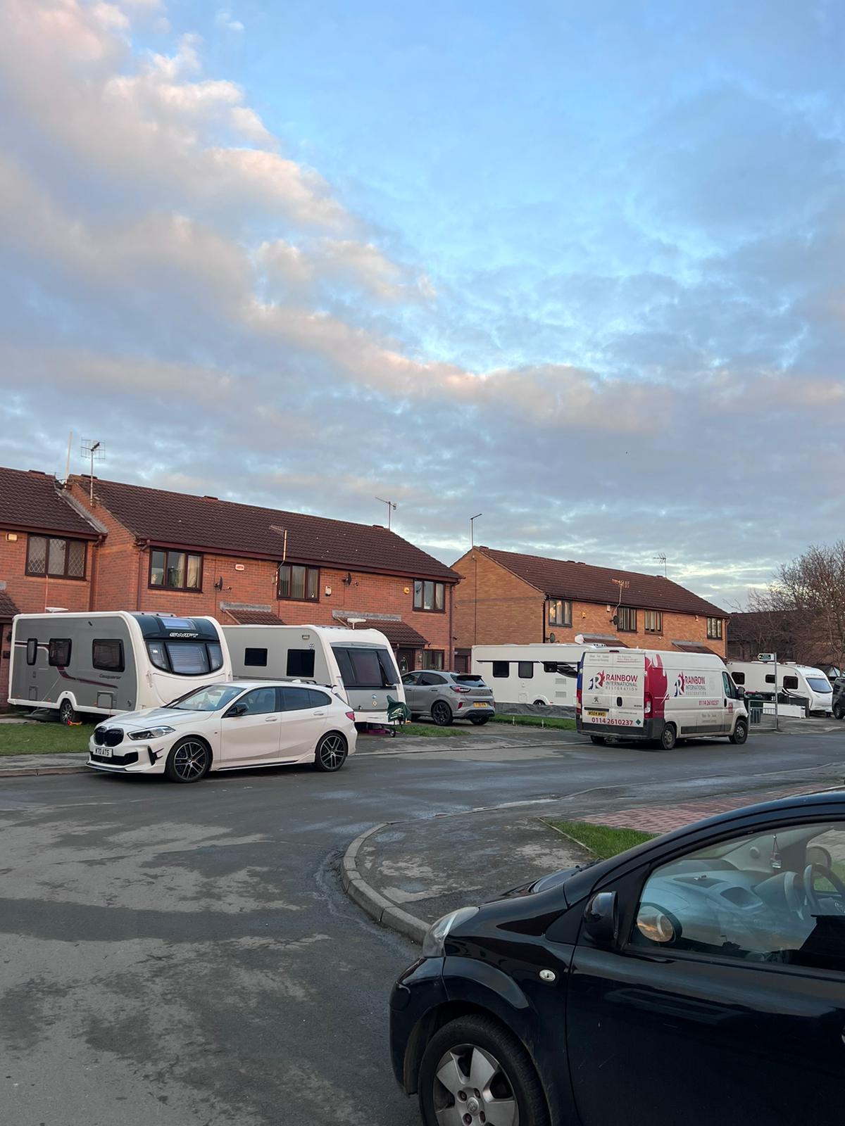 Images of Catcliffe residents caravans