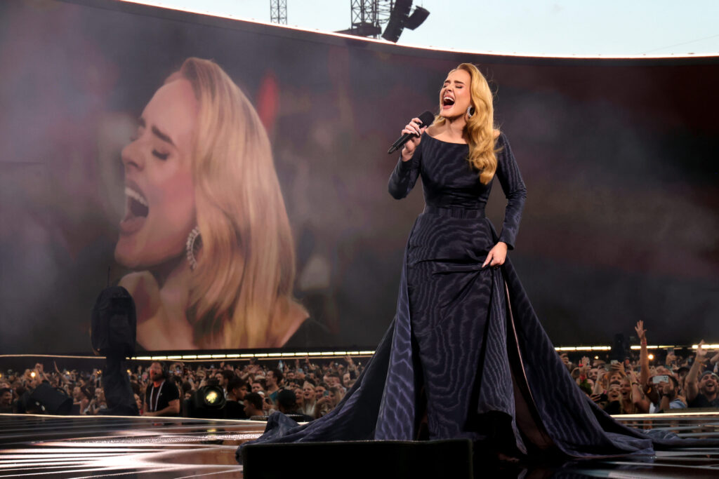 Adele singing live at a concert