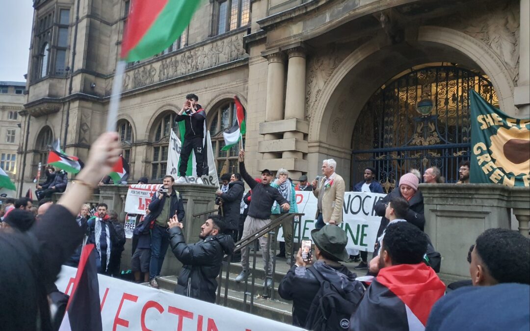 Hundreds of ‘devastated’ protestors assemble at Sheffield Town Hall