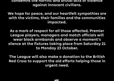 Sheffield United pay tribute to victims in Israel and Gaza at football match