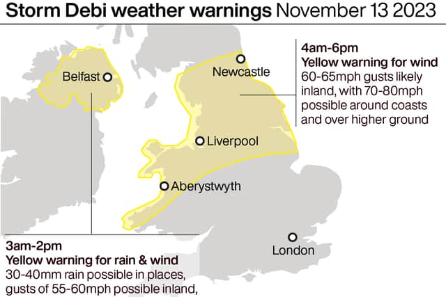 Storm Debi poses threats of wind gusts of up to 52mph in Sheffield