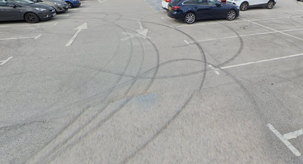 Tyre Marks in the retail car park